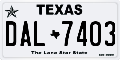 TX license plate DAL7403