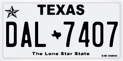 TX license plate DAL7407