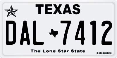 TX license plate DAL7412