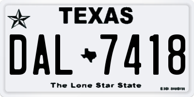 TX license plate DAL7418