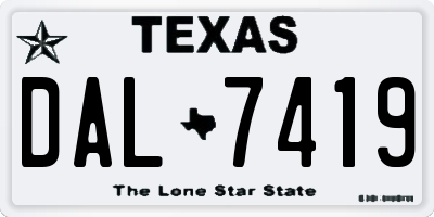 TX license plate DAL7419