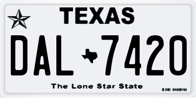 TX license plate DAL7420