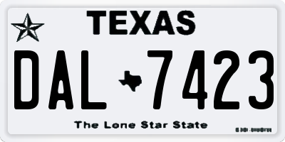 TX license plate DAL7423