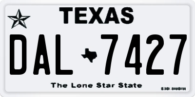 TX license plate DAL7427