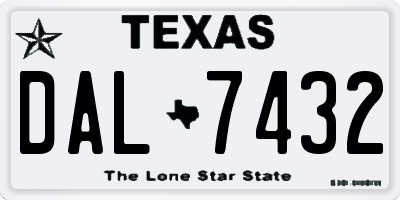 TX license plate DAL7432