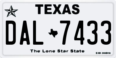 TX license plate DAL7433