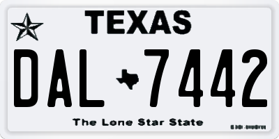 TX license plate DAL7442