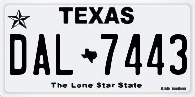 TX license plate DAL7443