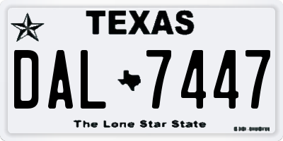 TX license plate DAL7447