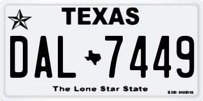 TX license plate DAL7449