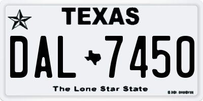 TX license plate DAL7450