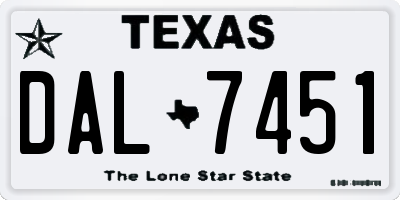 TX license plate DAL7451