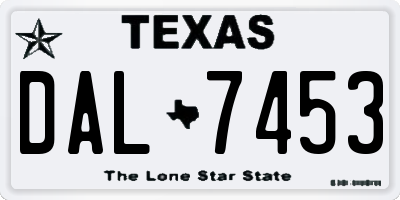 TX license plate DAL7453