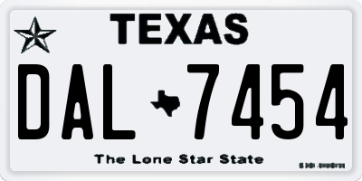 TX license plate DAL7454