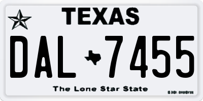 TX license plate DAL7455