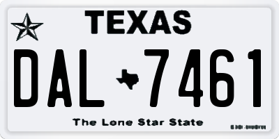 TX license plate DAL7461