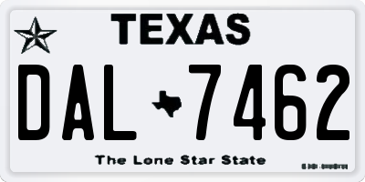 TX license plate DAL7462