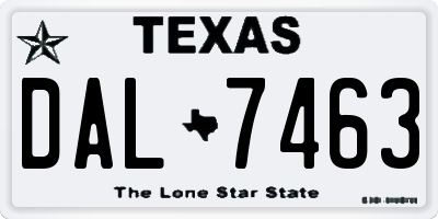 TX license plate DAL7463