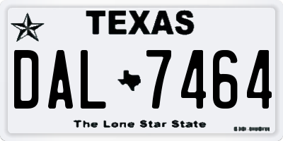 TX license plate DAL7464