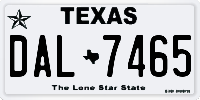 TX license plate DAL7465