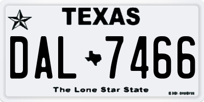 TX license plate DAL7466