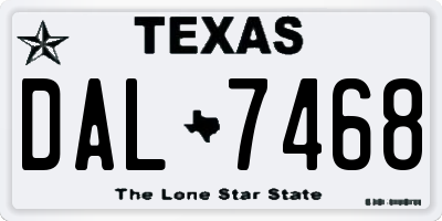 TX license plate DAL7468