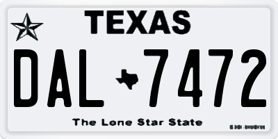 TX license plate DAL7472