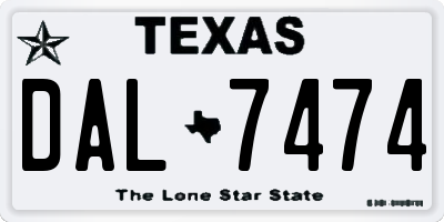 TX license plate DAL7474