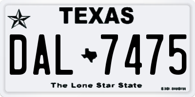 TX license plate DAL7475