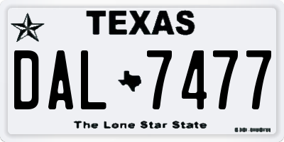 TX license plate DAL7477