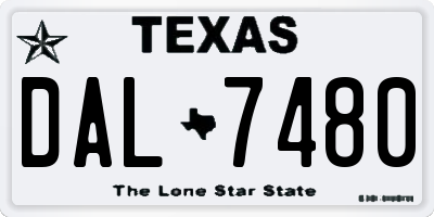 TX license plate DAL7480