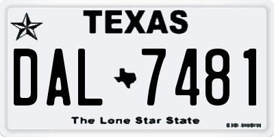 TX license plate DAL7481