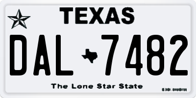 TX license plate DAL7482