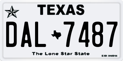 TX license plate DAL7487