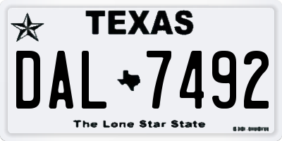 TX license plate DAL7492