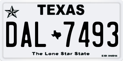 TX license plate DAL7493