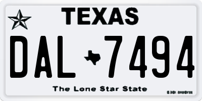 TX license plate DAL7494