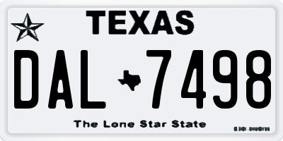 TX license plate DAL7498