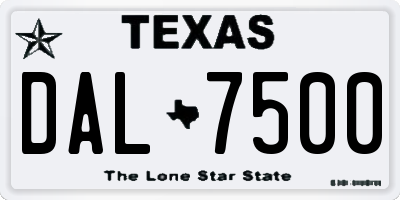 TX license plate DAL7500