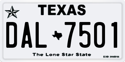 TX license plate DAL7501