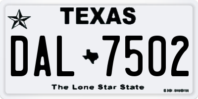 TX license plate DAL7502
