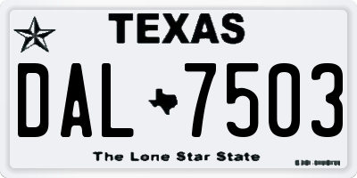 TX license plate DAL7503