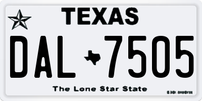 TX license plate DAL7505
