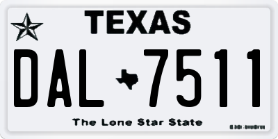 TX license plate DAL7511