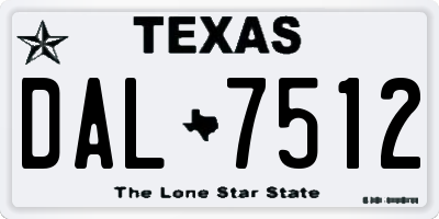 TX license plate DAL7512