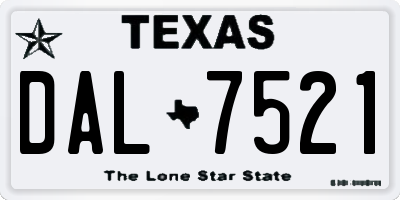 TX license plate DAL7521