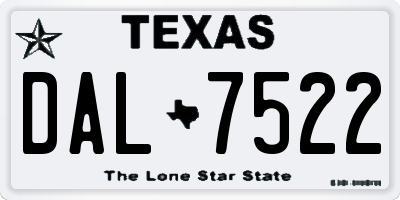 TX license plate DAL7522