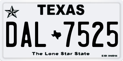 TX license plate DAL7525