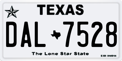 TX license plate DAL7528