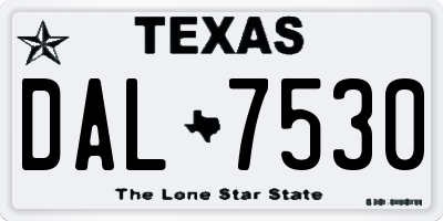 TX license plate DAL7530